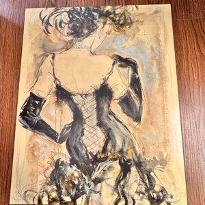 Karen Dupre “Back Turned Elegant Lady” Art Print on Wood Panel | Timeless Art